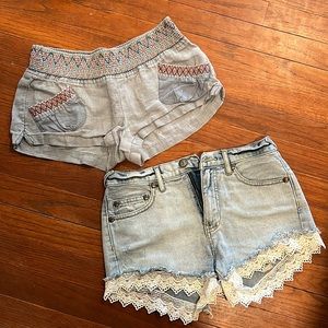 Free People shorts, 2 pairs size 0 and Jean shorts 24